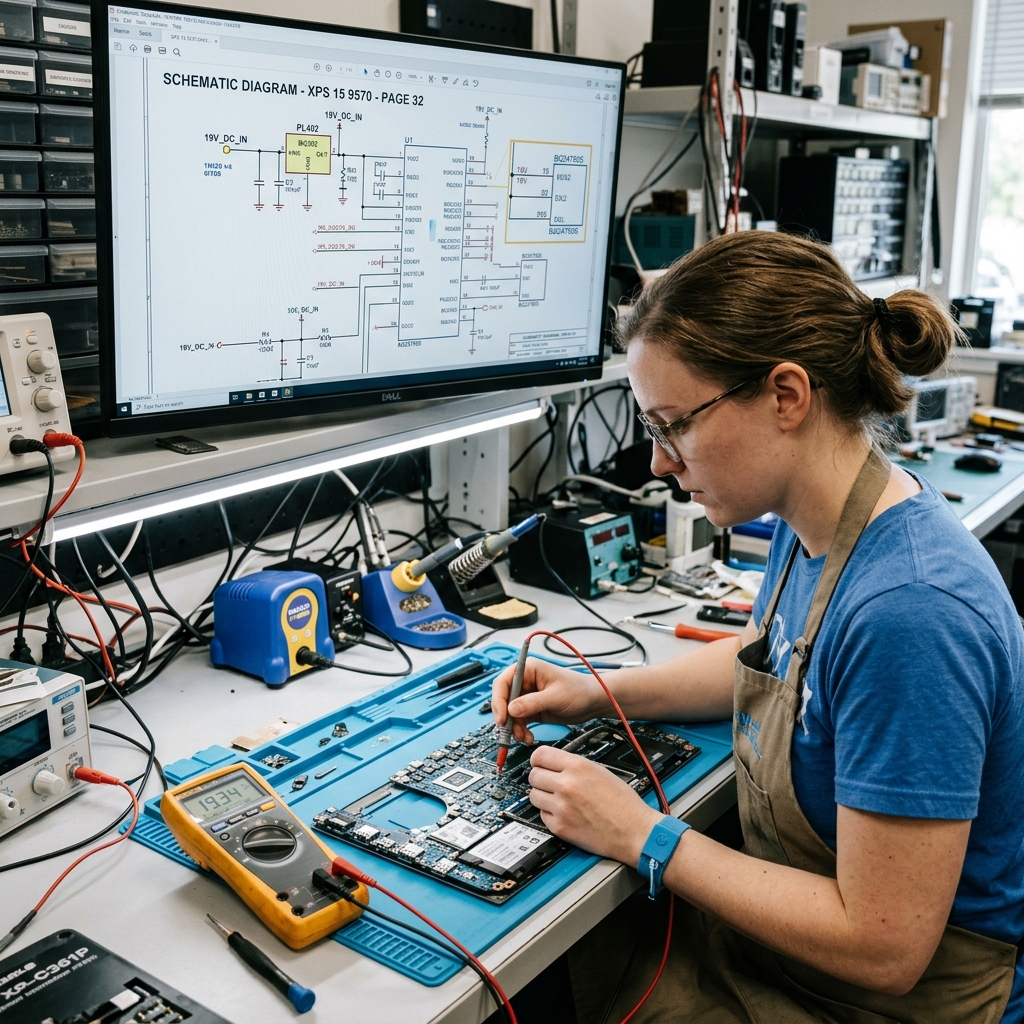 Laptop Motherboard Schematics & 19V Short Circuit Fix