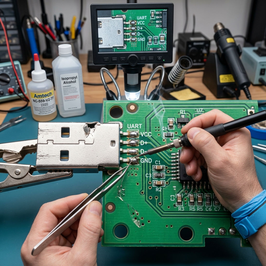 USB Flash Drive Connector Micro-Soldering & Circuit Repair
